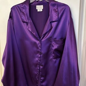 Purple Satin Pajama Top with Luxurious Feel